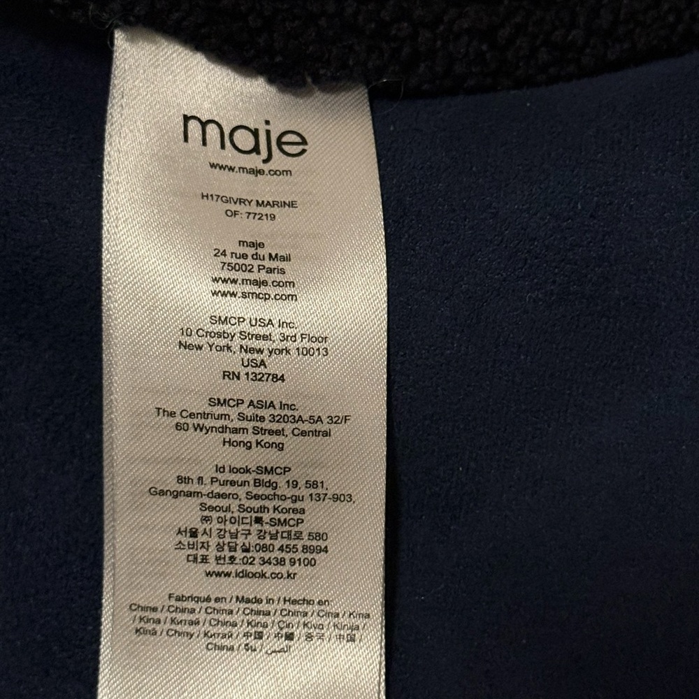 Maje Deep Navy Toggle Coat Women - Picture 5 of 6